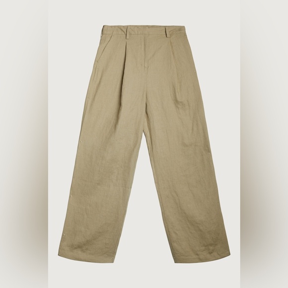 Oak and Fort 100% Linen Straight Leg Pants, beige, size 6 - Picture 12 of 15